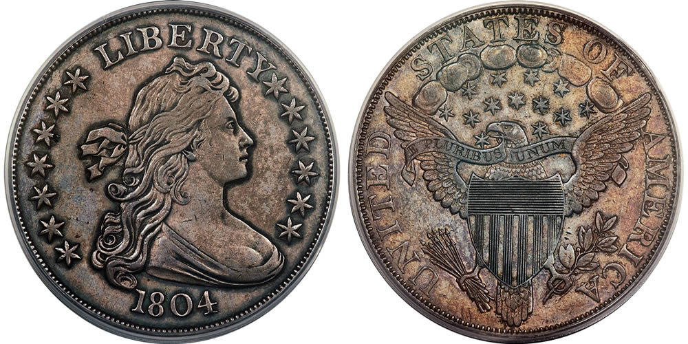 Mickley-Hawn-Queller-Specimen-1804-Draped-Bust-Dollar-PCGS-PR-62-Secure-Spotlights-Long-Beach-Auction