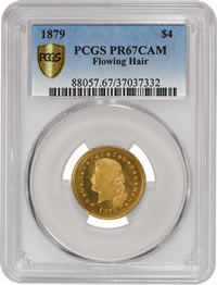 Click to See if There's a Larger Image! One-Of-The-Finest-Known-1879-Four-Dollar-Flowing-Hair-Stellas