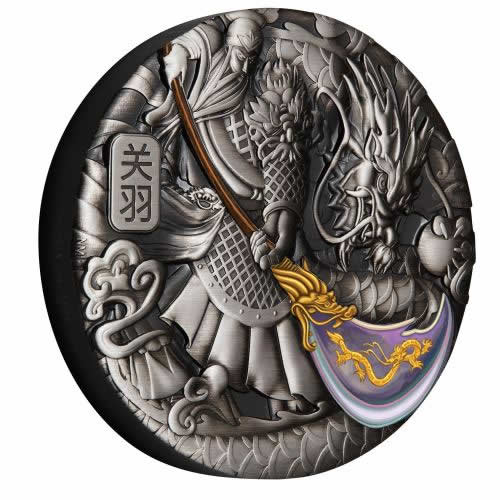 Perth-Mint-New-Release:-Guan-Yu-2020-5-Oz-Silver-Coloured-Antiqued-Coin