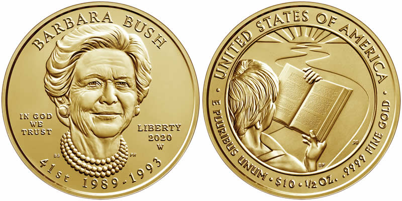 US-Mint-Announces-Designs-For-George-Hw-Bush-Presidential-$1-Coin-And-Barbara-First-Spouse-Gold-Coin