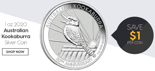 Silver-Gold-Bull-Flash-Sale:-1-Oz-2020-Australian-Kookaburra-Silver-Coin!