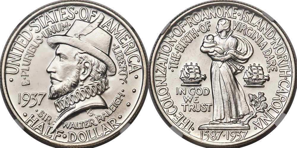 Only-Certified-Specimen-1937-Roanoke-Half-Dollar-Commemorative-Sells-For-$43,200