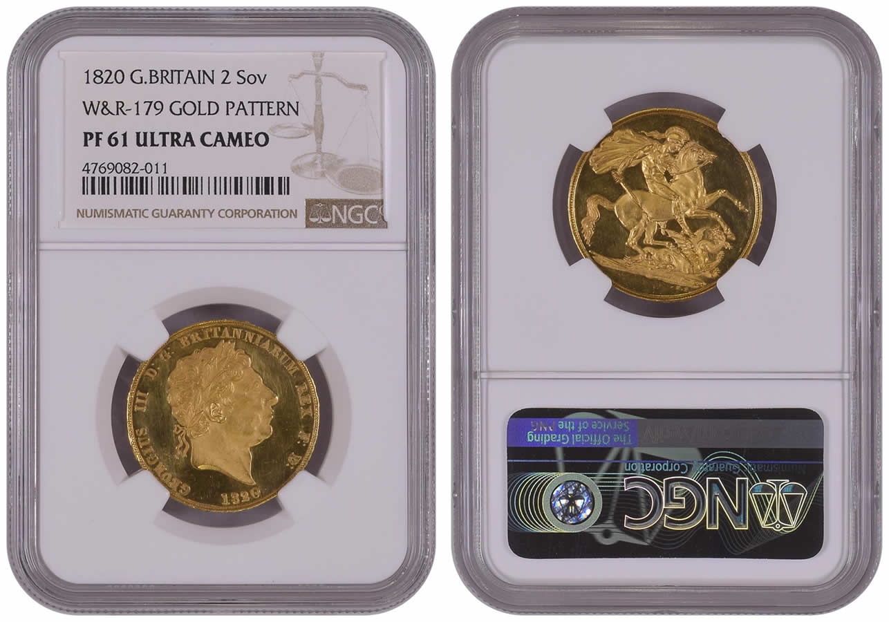 1820-W-&-R-179-Gold-Pattern-2-Sovereigns-NGC-PF-61-Ultra-Cameo-Highlights-Zurich-Sale