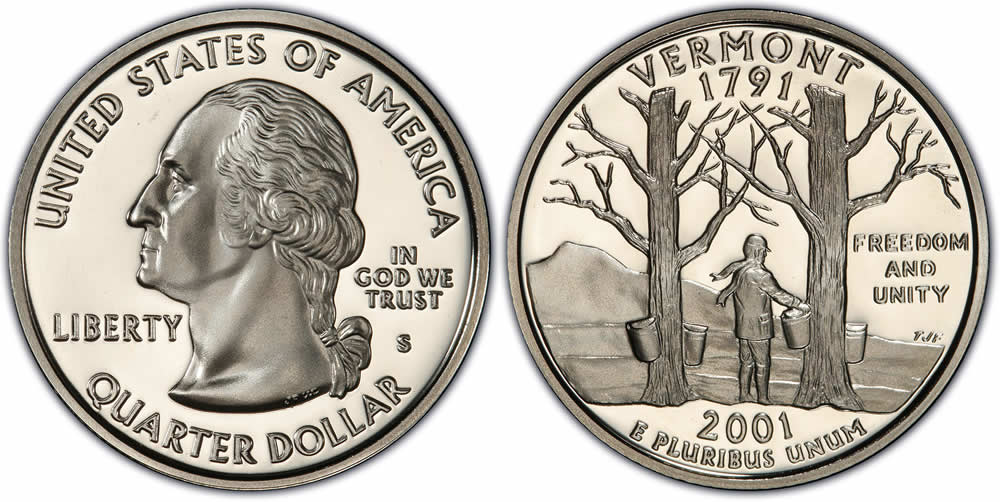 The-2001-Vermont-Quarter:-Maples-&-Mountains