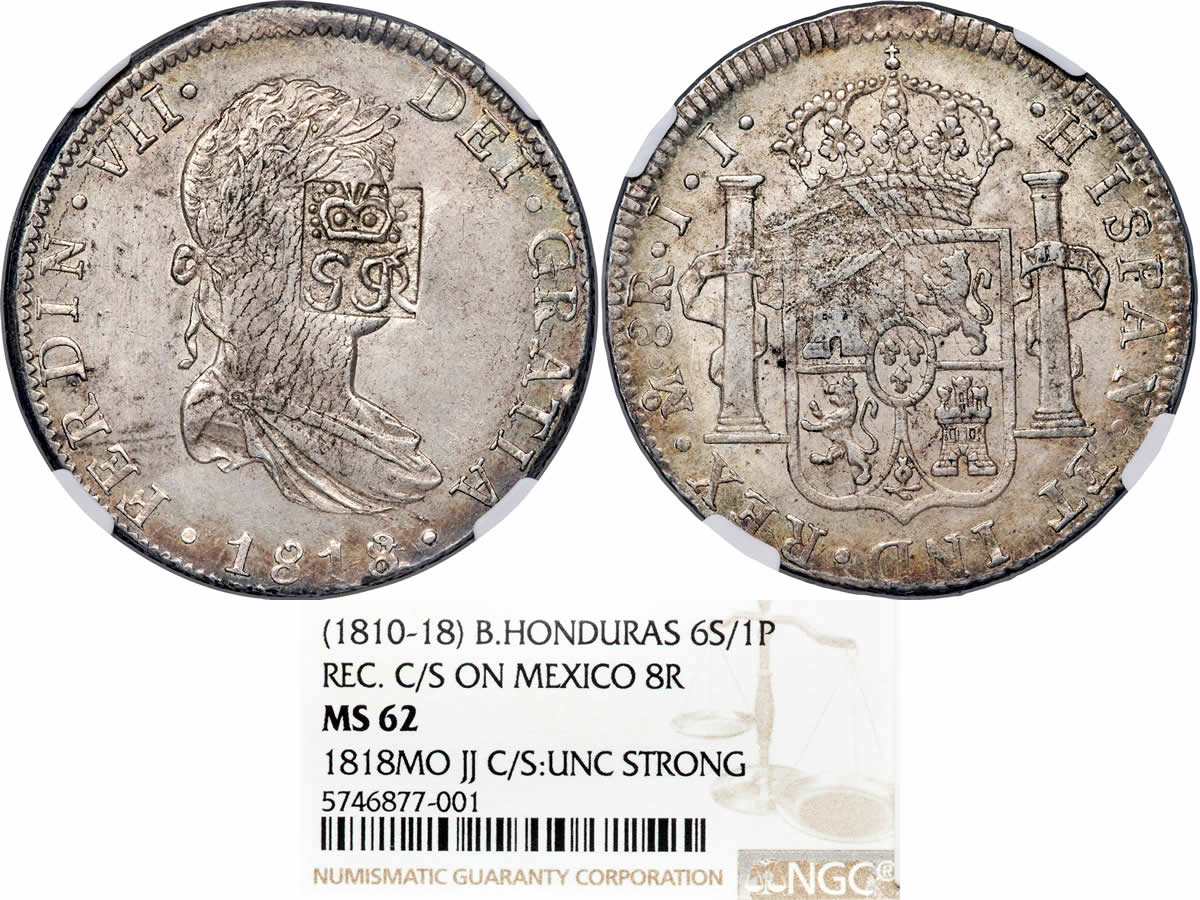 Country-Of-The-Day:-Belize,-British-Colony,-George-III-6-Shilling-1-Penny-ND-1818-1820-NGC-MS-62