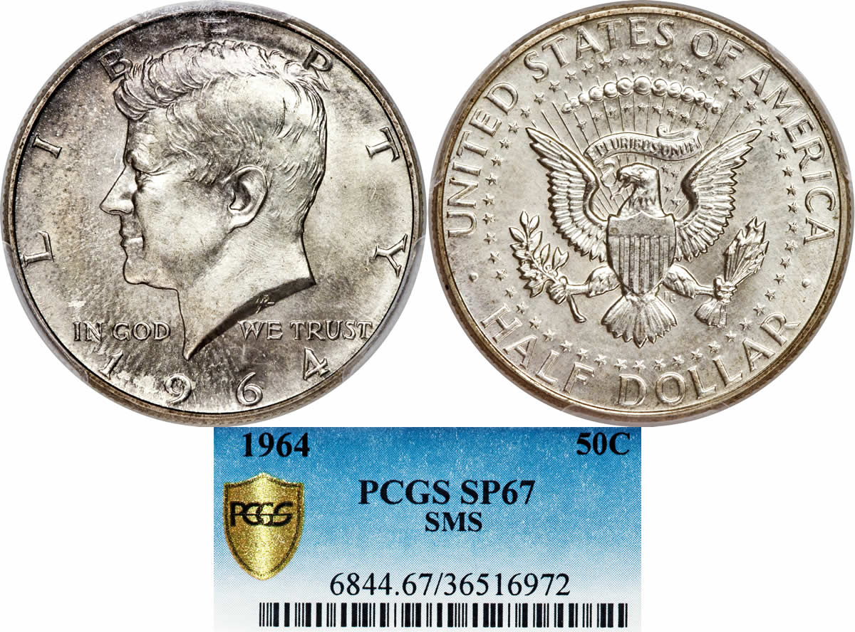 SMS-Sunday:-1964-SMS-Kennedy-Half-Dollar-PCGS-SP-67,-Only-About-A-Dozen-Known