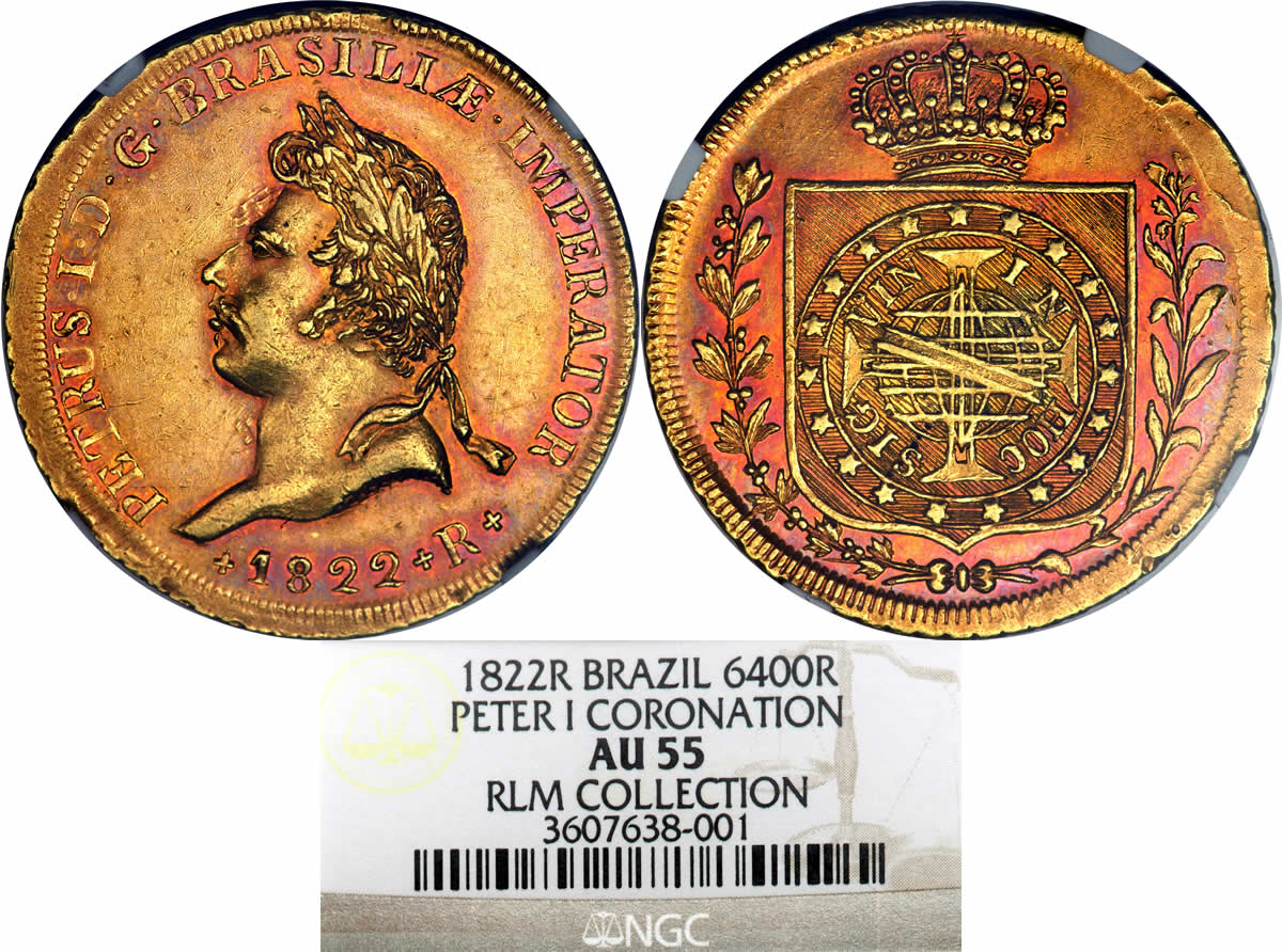 Country-Of-The-Day:-Brazil,-1822-R-Pedro-I-Gold-6400-Reis-NGC-AU-55