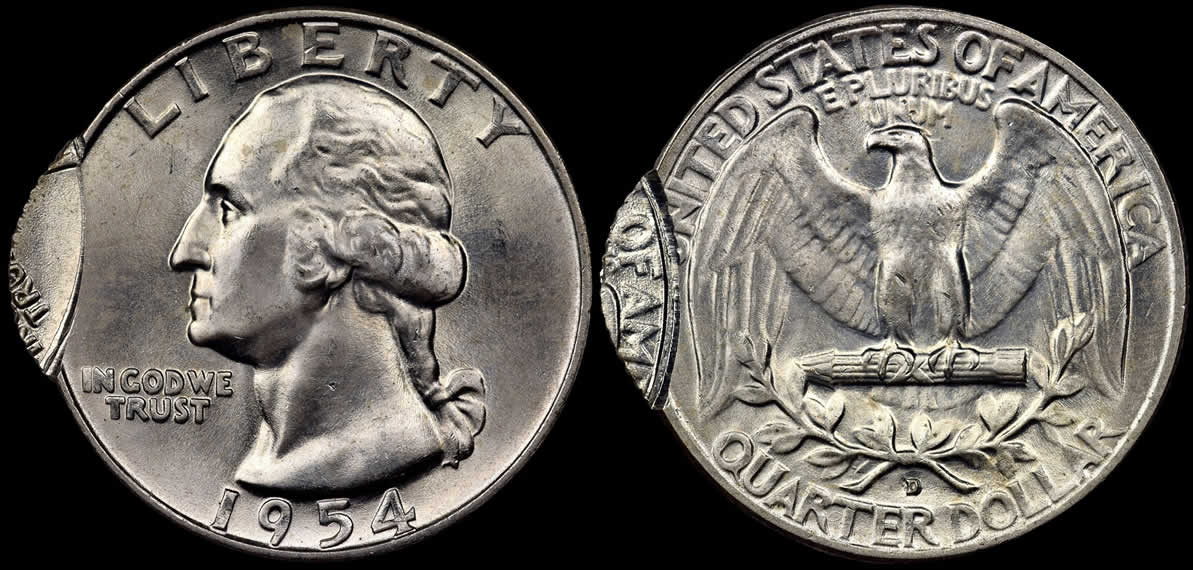 Counterfeit-Detection:-1954-D-Quarter-Double-Struck-Mint-Error
