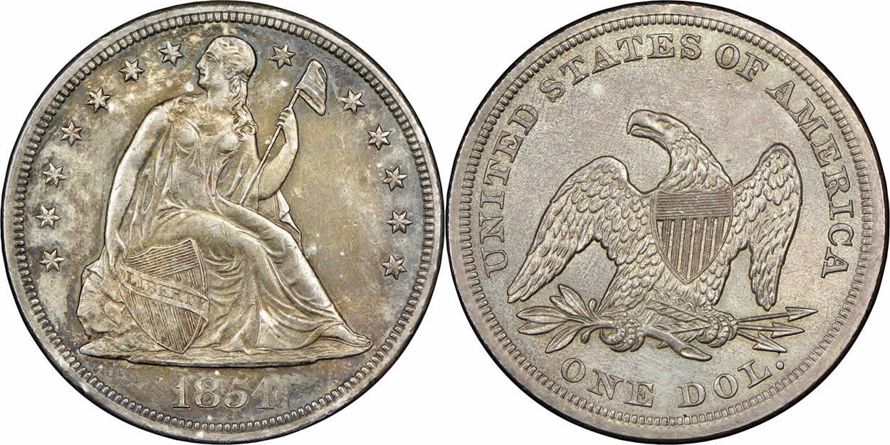 Counterfeit-Detection:-1854-Seated-Liberty-Dollar
