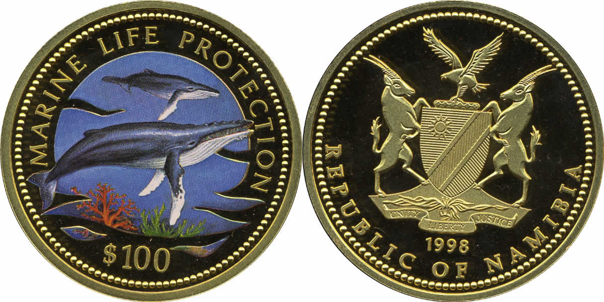 Whale-Wednesday:-1998-Namibia-Gold-100-Dollars-Marine-Life-Protection