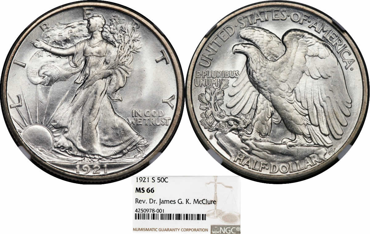 Walker-Wednesday:-1921-S-Walking-Liberty-Half-Dollar-NGC-MS-66