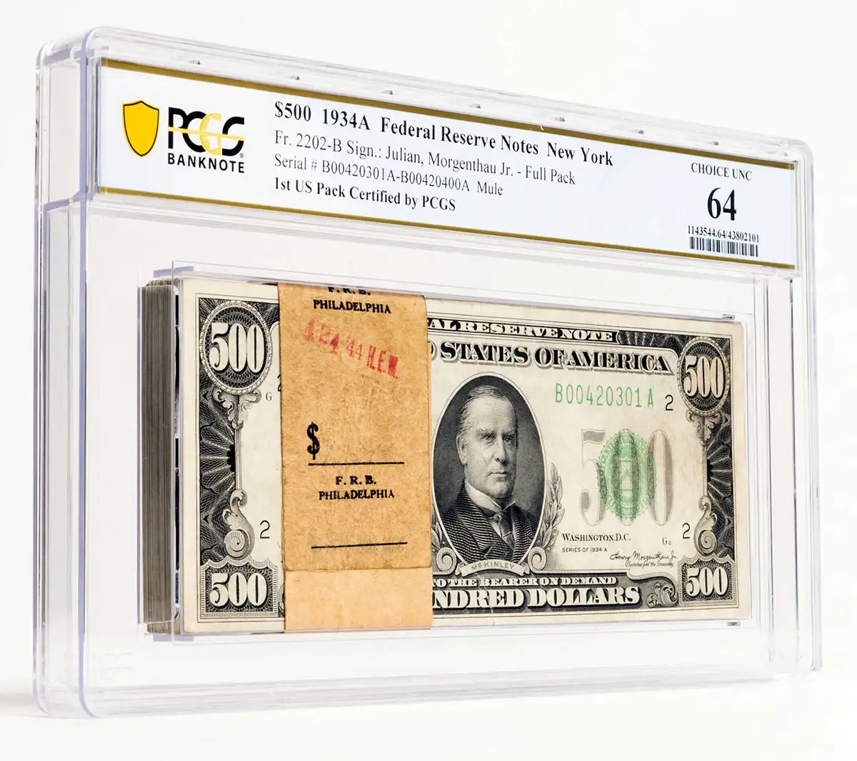 100-Note-Pack-Of-Series-1934A-$500-Notes-Is-First-Banknote-Pack-Graded-Under-New-PCGS-Service