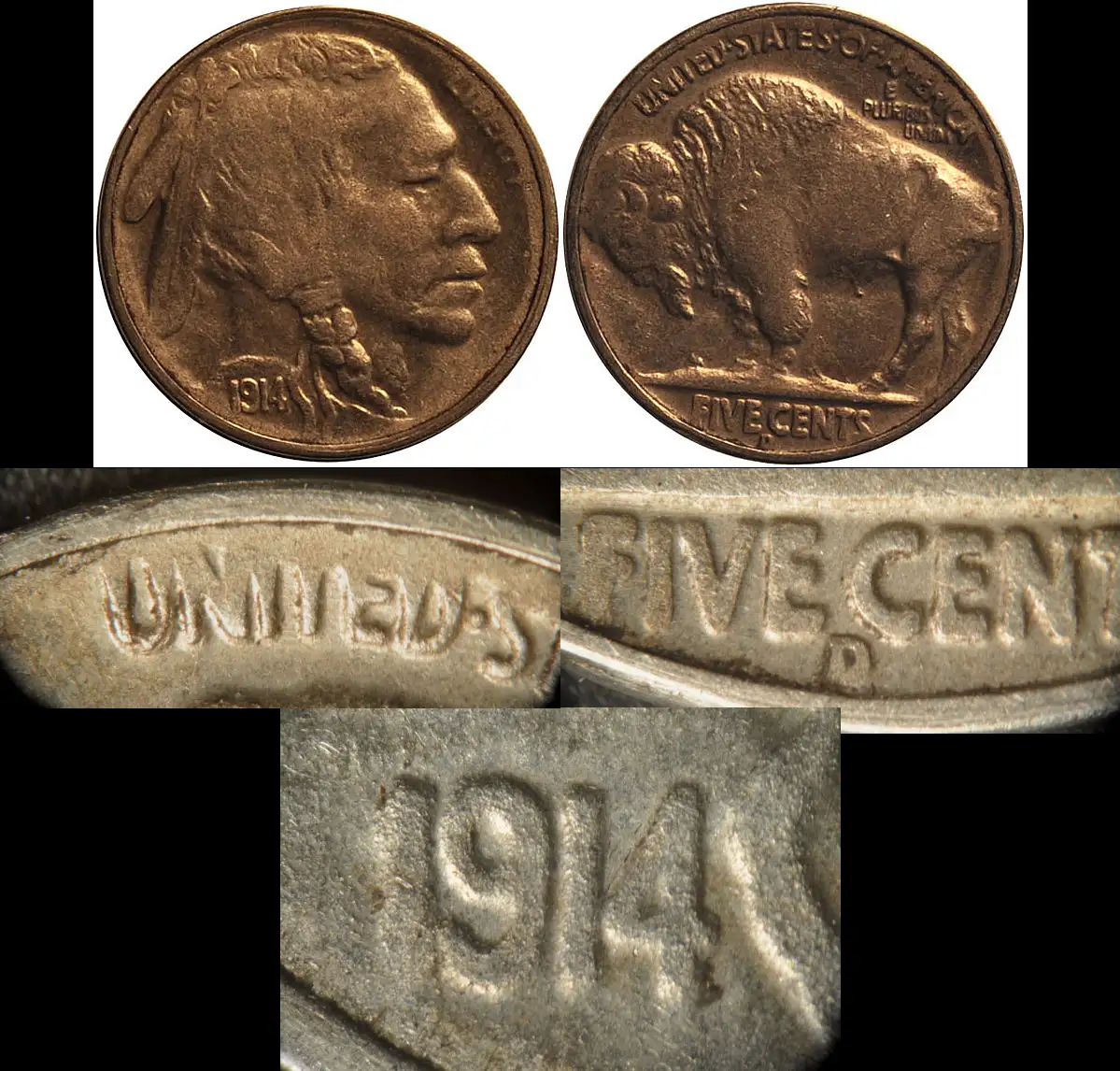 Counterfeit-Detection:-1914-D-Buffalo-Nickel