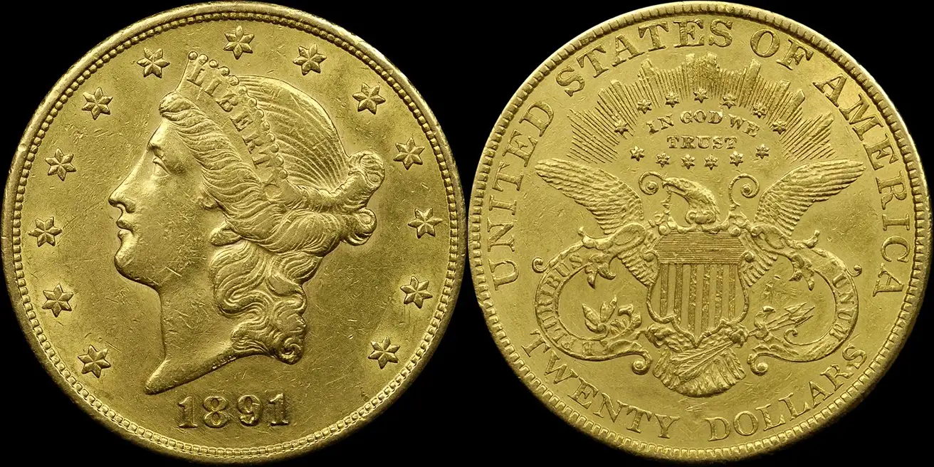 Counterfeit-Detection:-1891-Double-Eagle-Gold-$20