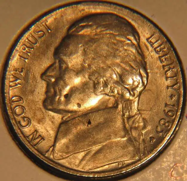 1983-P-Jefferson-Nickel-With-Major-Die-Clash-Marks