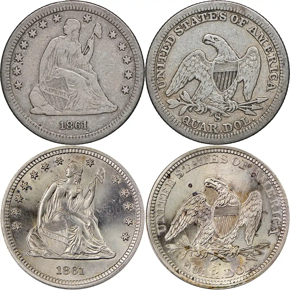 Counterfeit-Detection:-1861-S-Seated-Liberty-Quarter