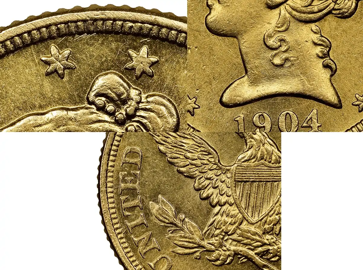 Counterfeit-Detection:-1904-Gold-Coronet-Half-Eagle
