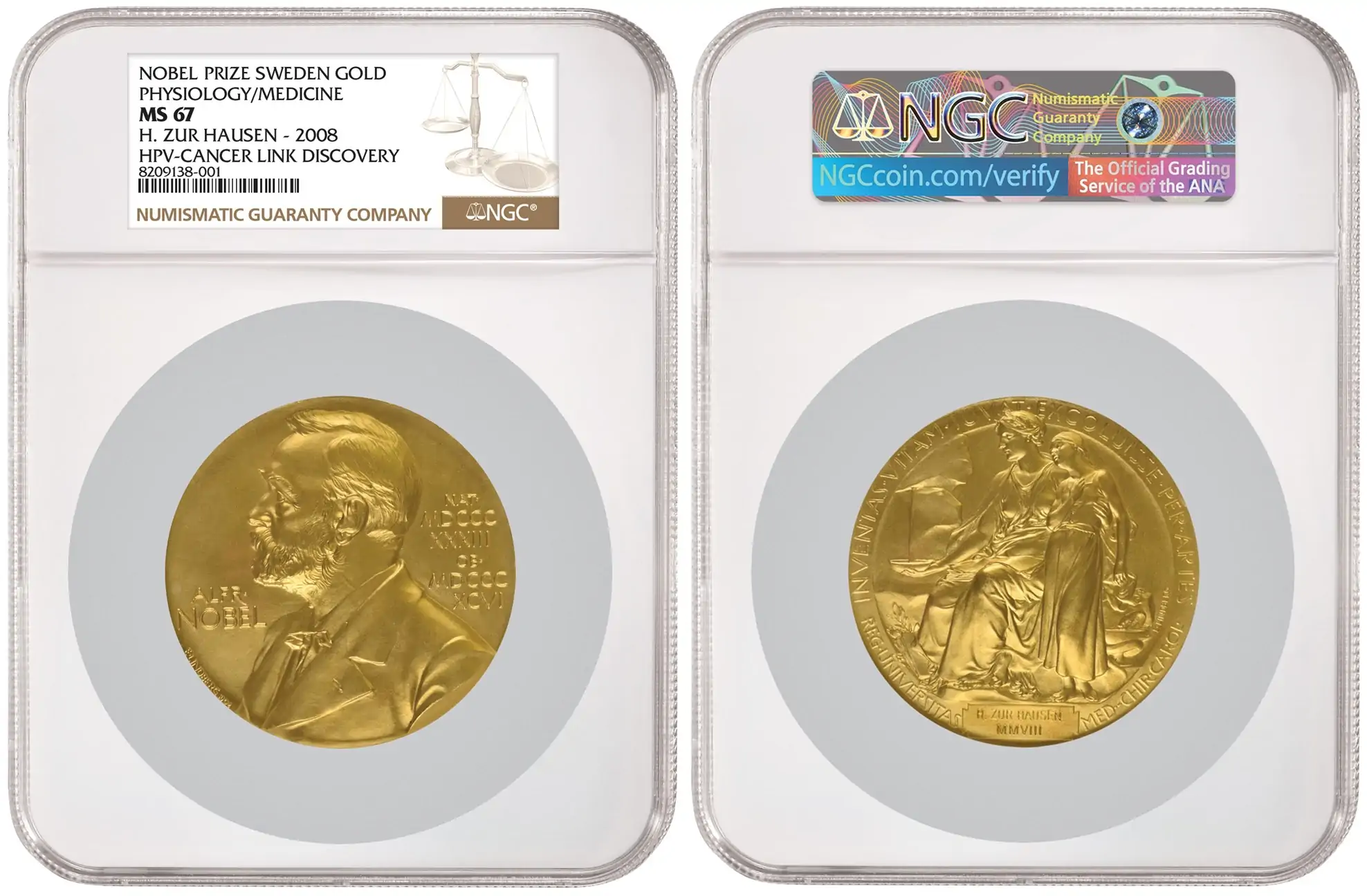 NGC-Certifies-2008-Nobel-Prize-For-Physiology-Or-Medicine-Medal-Awarded-To-Harald-Zur-Hausen
