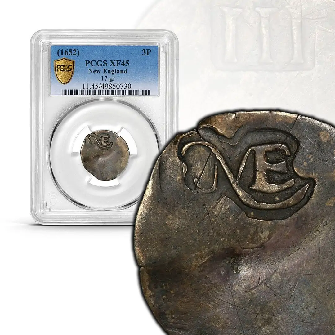 PCGS-Certifies-Second-1652-New-England-Threepence-XF45