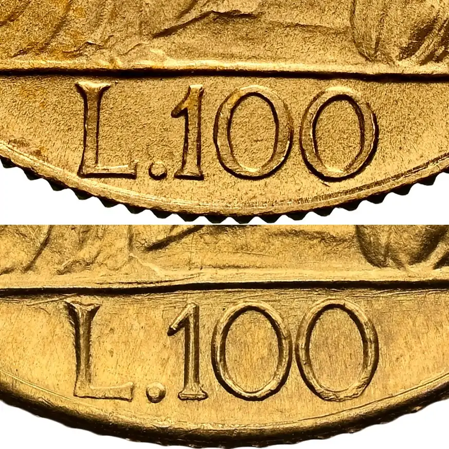 Counterfeit-Detection:-1950-Vatican-City-Gold-100-Lire,-Pope-Pius-XII