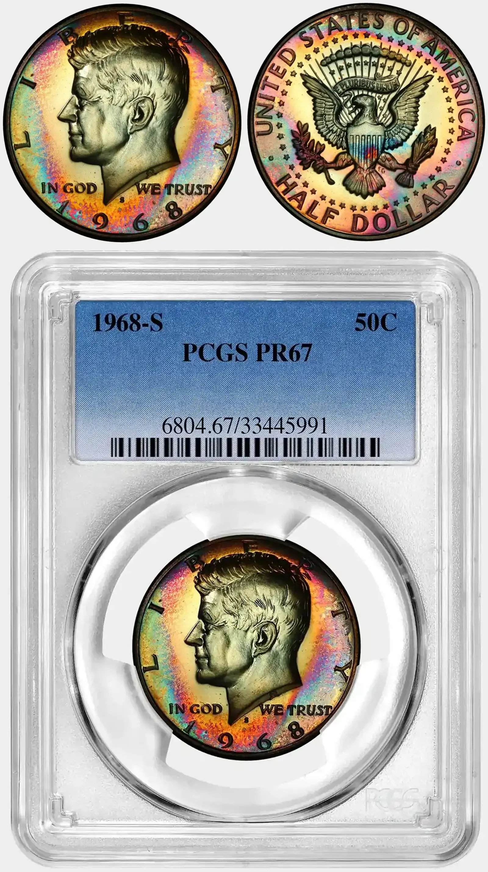 Toner-Tuesday:-1968-S-Kennedy-Half-Dollar-PCGS-PR-67