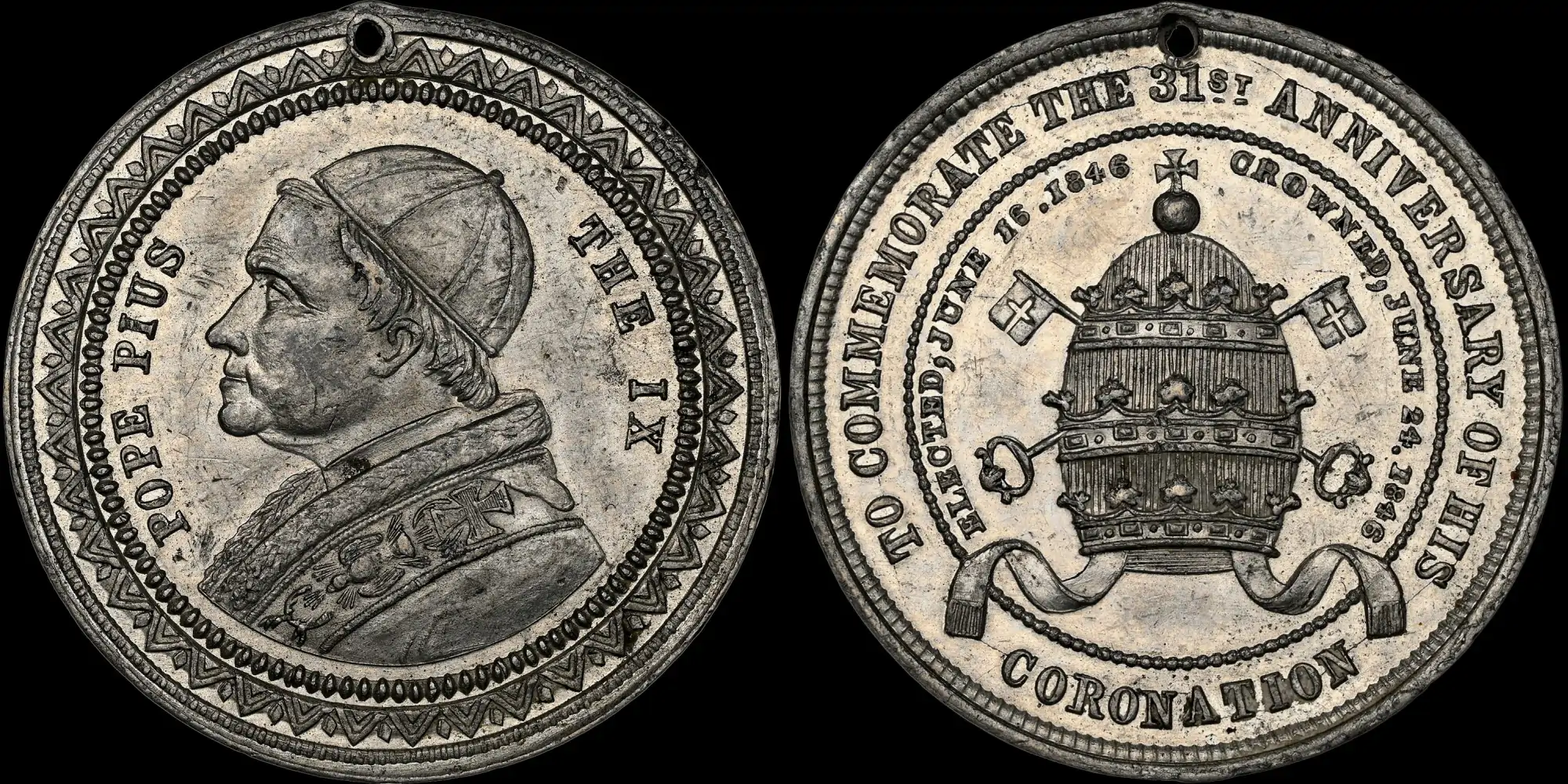 Vatican-1846-Dated-Pope-Pius-Ix-Coronation-Medal-Graded-NGC-MS-61