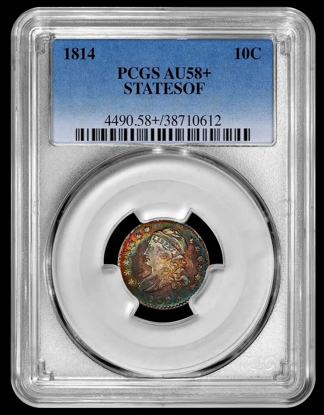 1814-Capped-Bust-Dime-PCGS-AU-58+-