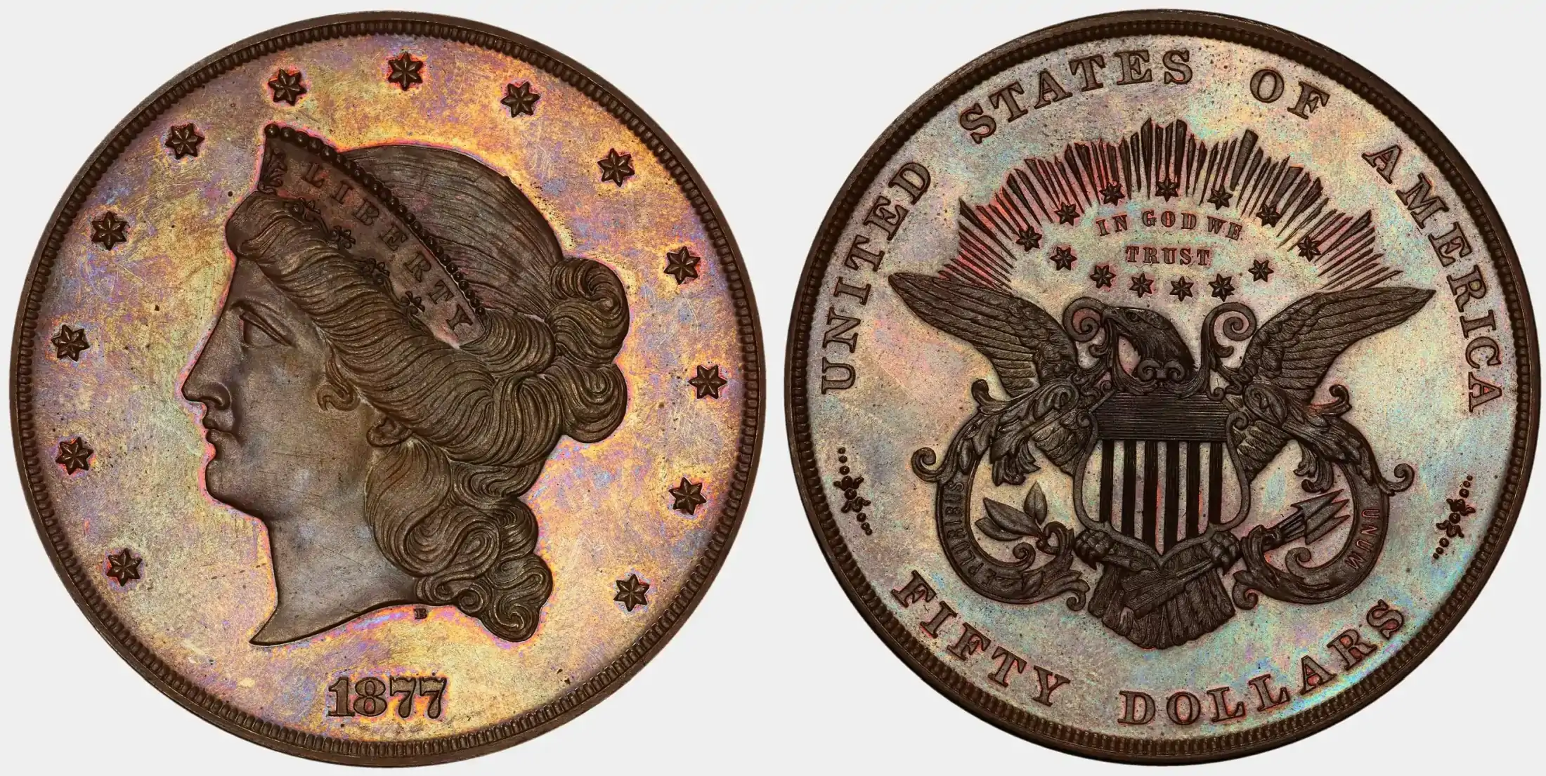 1877-$50-Half-Union-Pattern-In-Copper,-Judd-1549,-PCGS-PR-67BN---Simpson-Collection