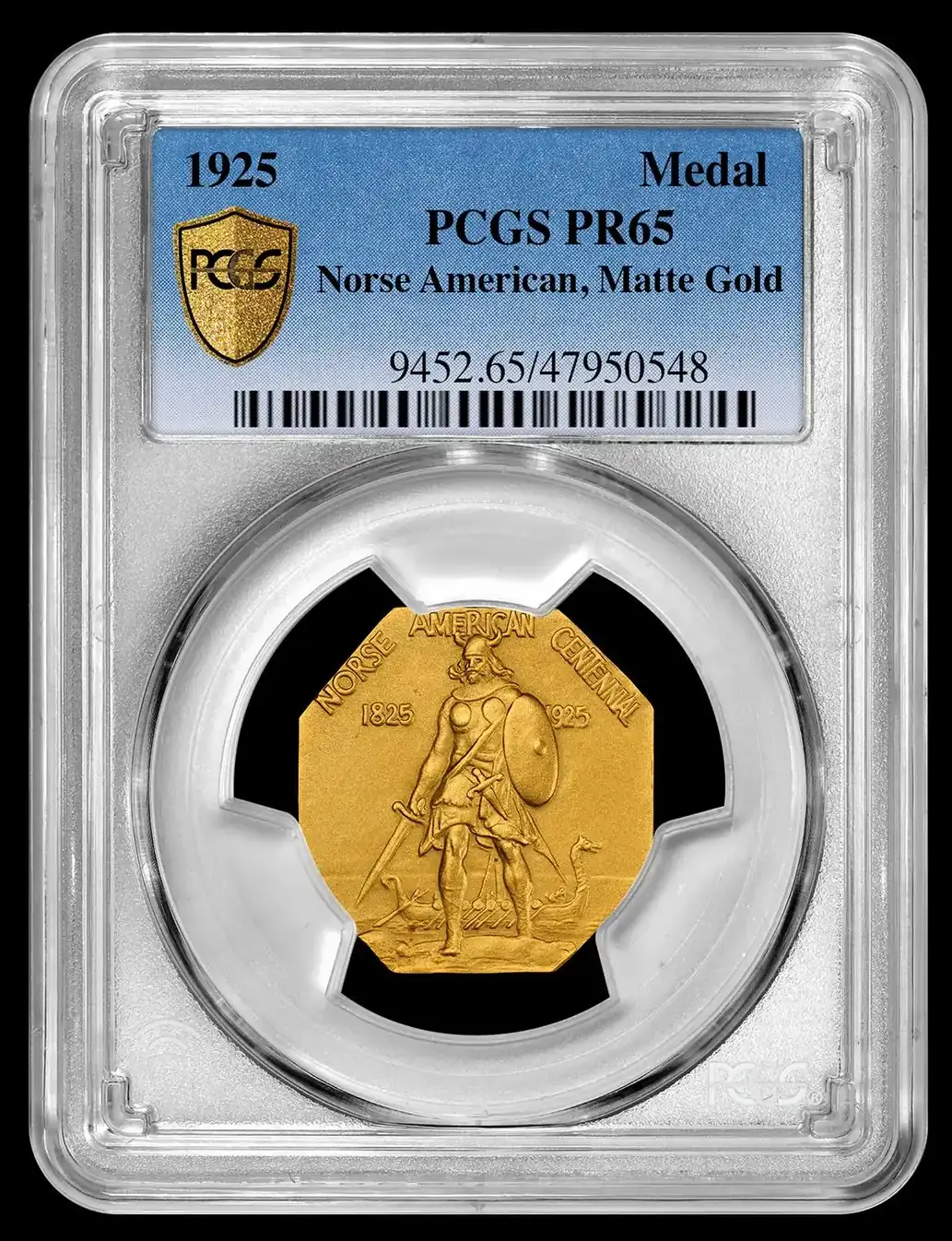 1925-Norse-American-Matte-Gold-Proof-Medal-PCGS-PR-65