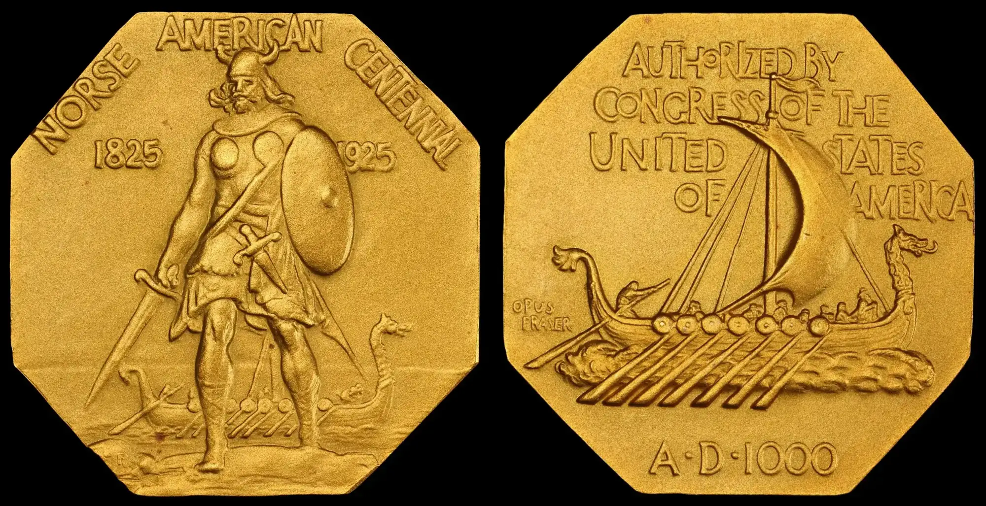 1925-Norse-American-Matte-Gold-Proof-Medal-PCGS-PR-65