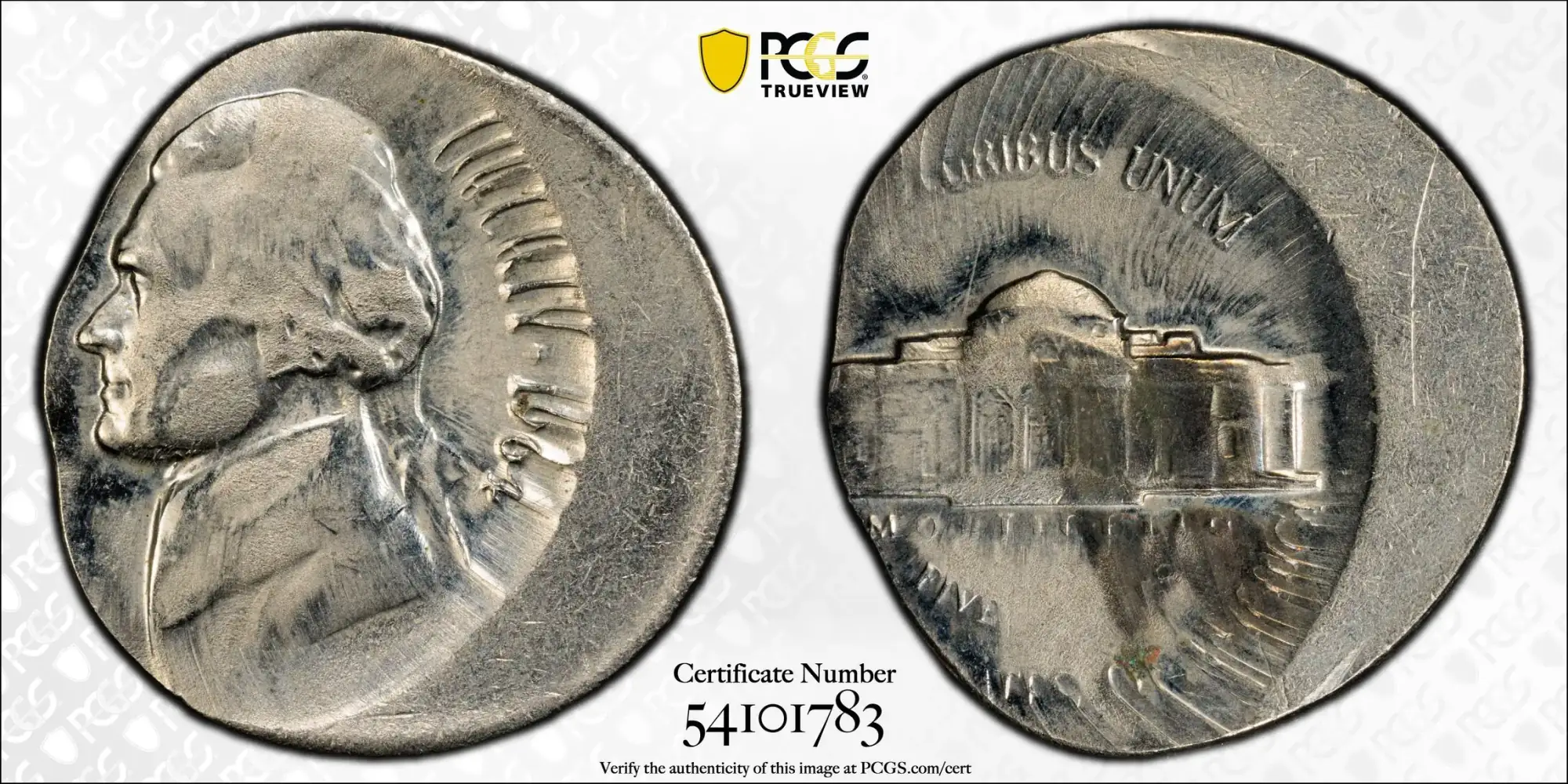 1964-Jefferson-Nickel-Crazy-Looking-Off-Center-Strike.