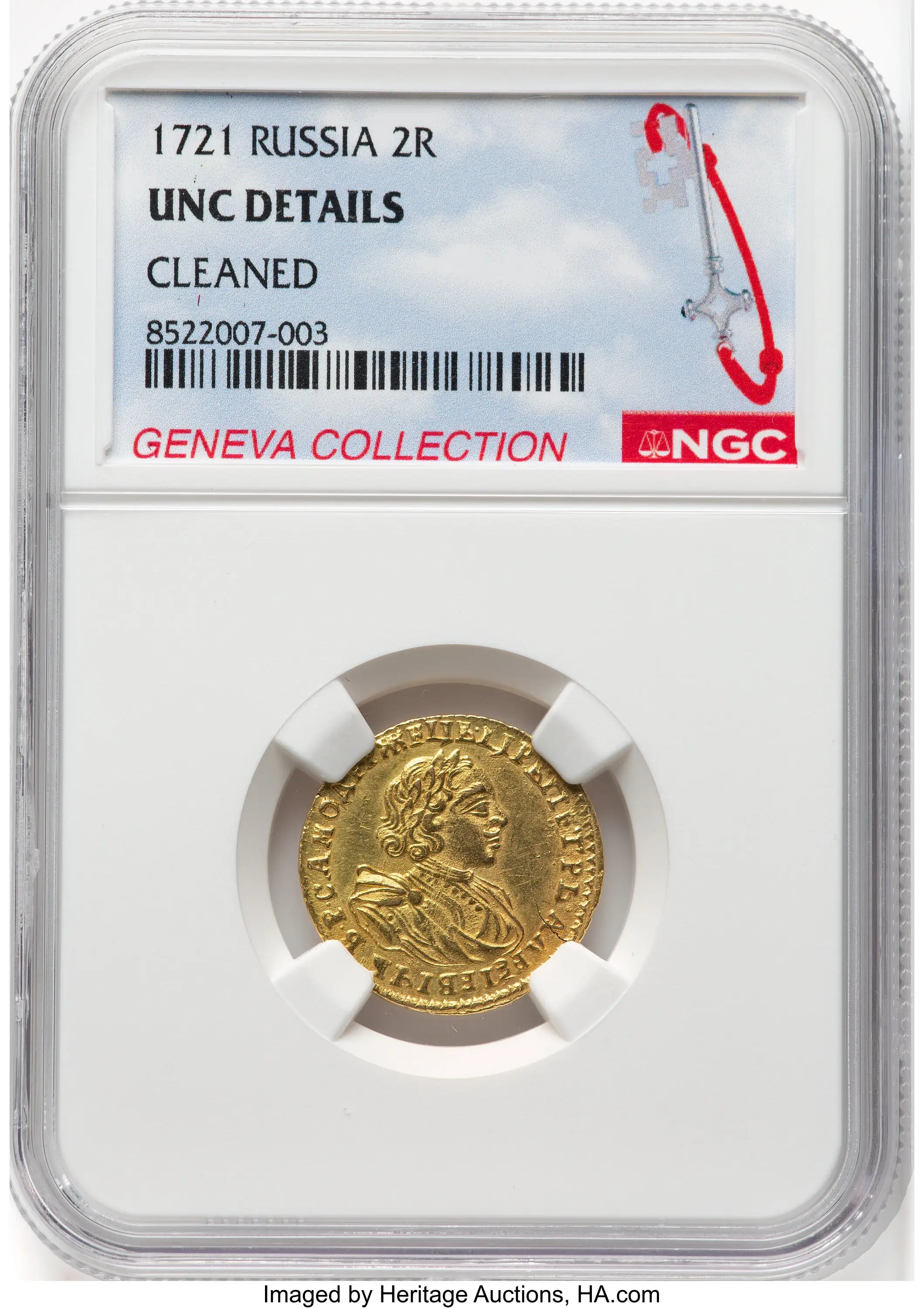 Russia-1721-2-Roubles-Showing-Peter-I-NGC-Unc-Details-Cleaned