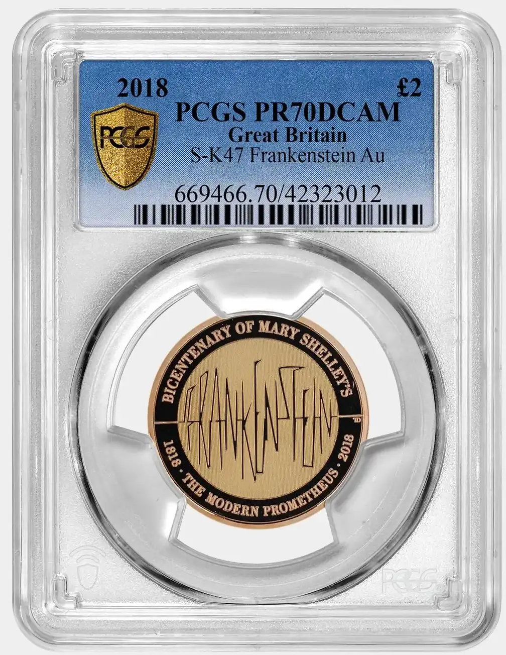 2018-United-Kingom-2-Pound-Proof-Frankenstein-Gold-Coin-PCGS-PR-70-DCAM