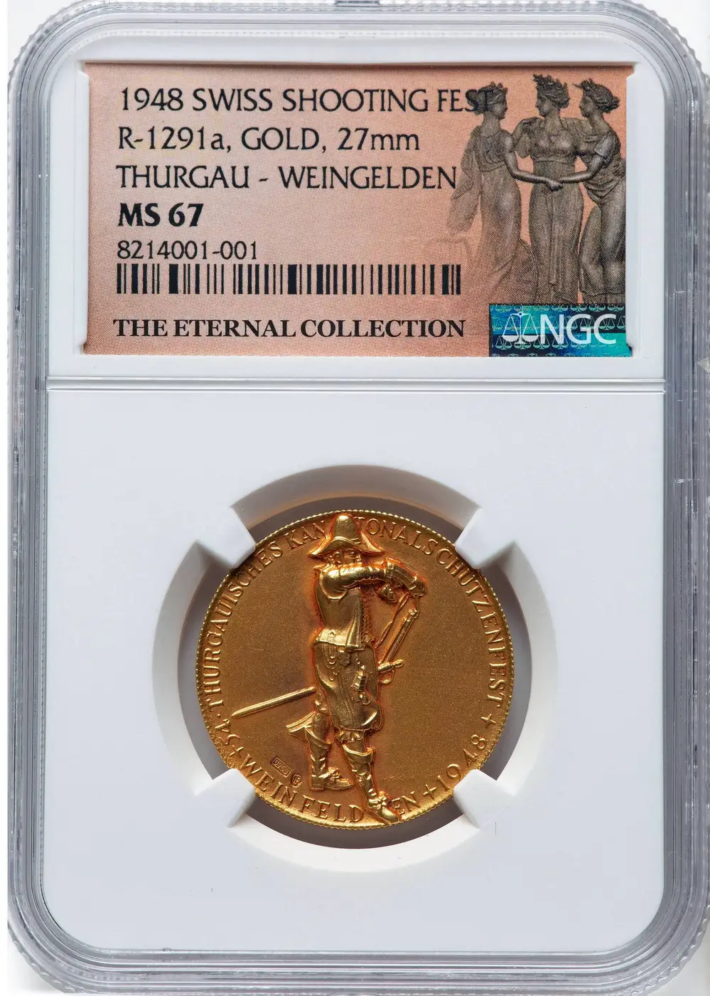 1948-Gold-Swiss-Shooting-Festival-Medal-NGC-MS-67-Thurgau---Weingelden