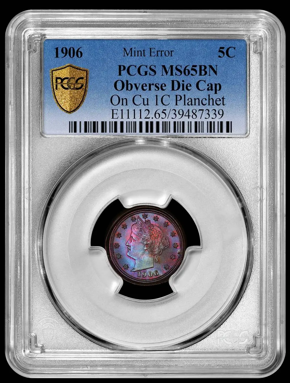 1906-Liberty-Nickel-PCGS-MS-65BN-Struck-On-A-Copper-Cent-Planchet-With-An-Obverse-Die-Cap