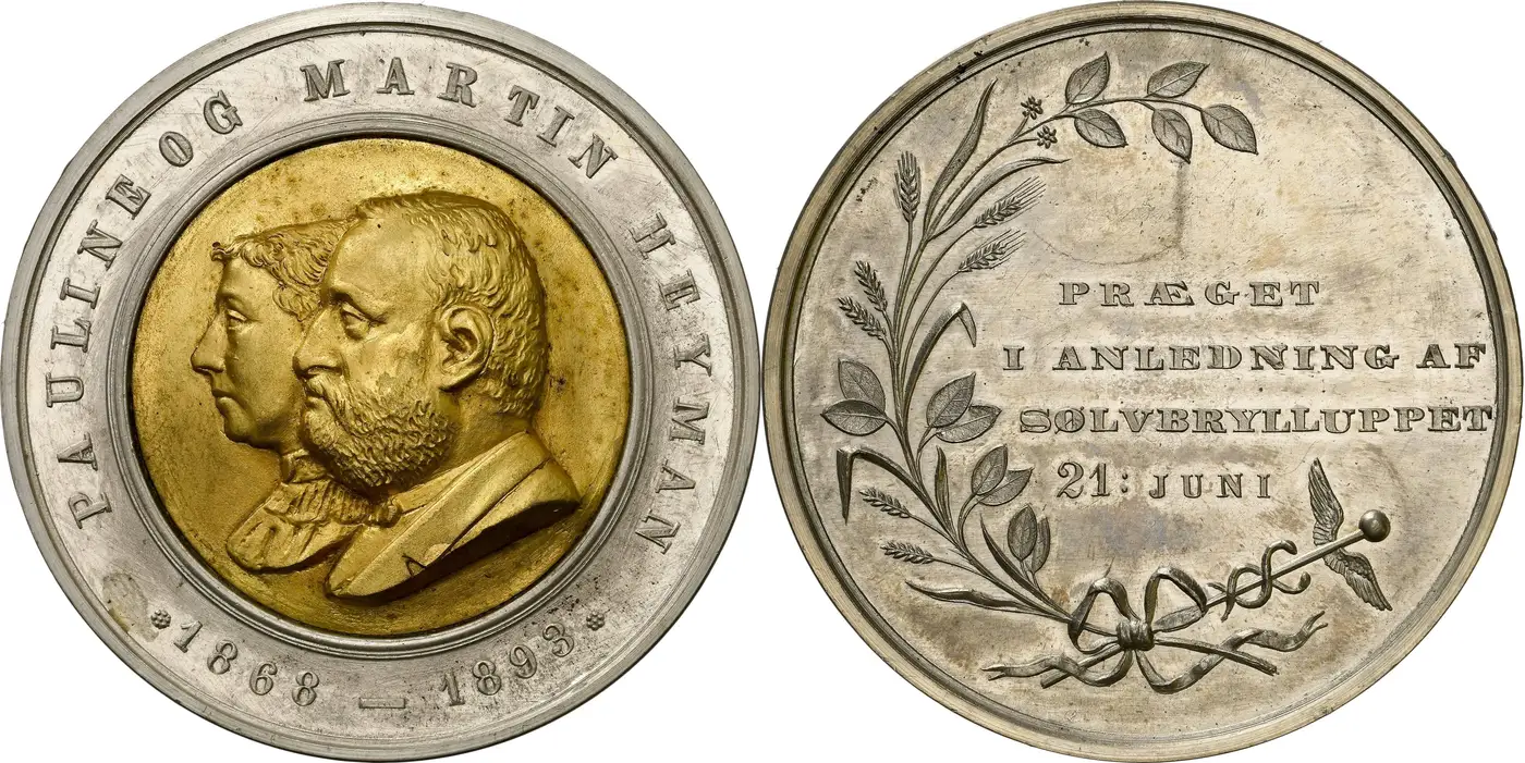 1893-Dated-Medal-For-The-25th-Anniversary-Danish-Couple-Pauline-And-Martin-Heymann,-Bruun-Collection