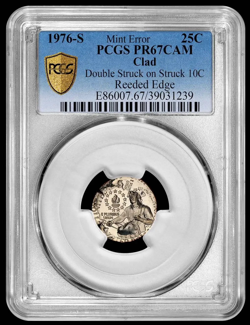 1976-S-Bicentennial-Quarter-Double-Struck-On-Dime-Planchet-With-Reeded-Edge-PCGS-PR-67-DCAM