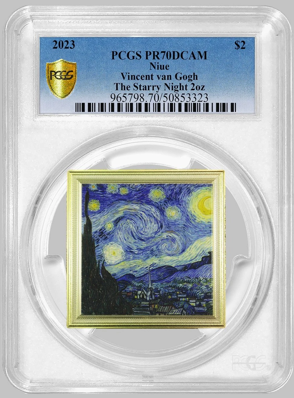 2023-Niue-Vincent-Van-Gogh's-Starry-Night-$2-2-Ounce-Silver-PCGS-PR-70-DCAM