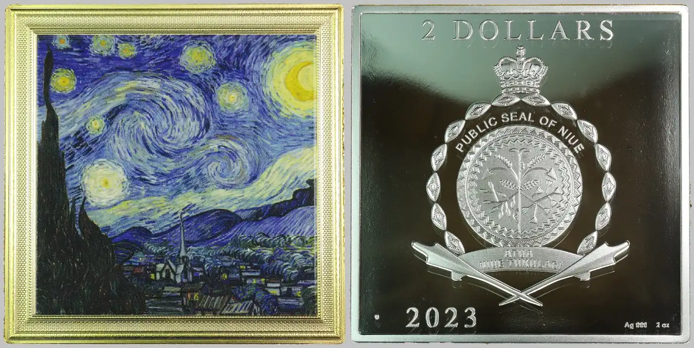 2023-Niue-Vincent-Van-Gogh's-Starry-Night-$2-2-Ounce-Silver-PCGS-PR-70-DCAM