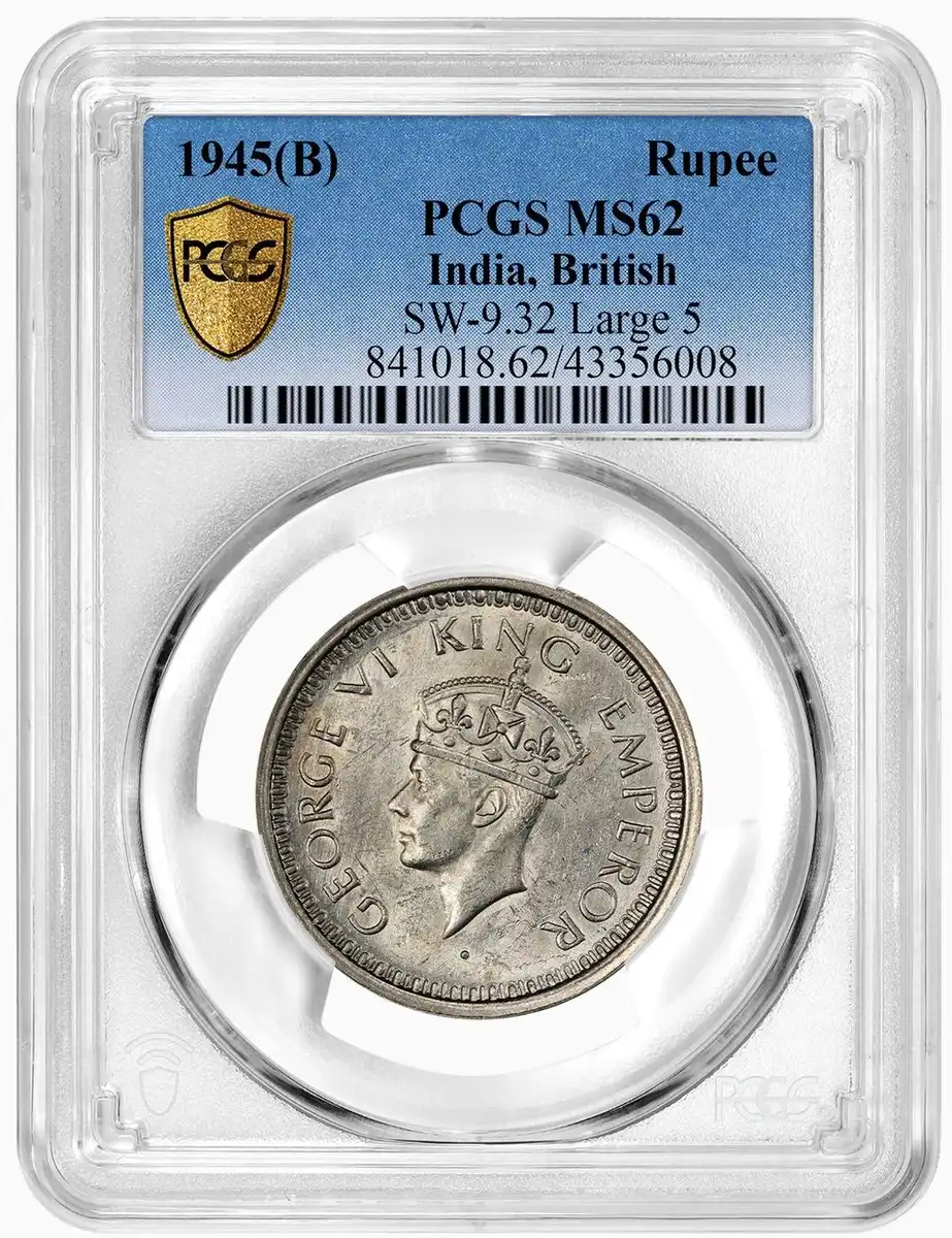 1945-India-Large-5-Rupee-PCGS-MS-62