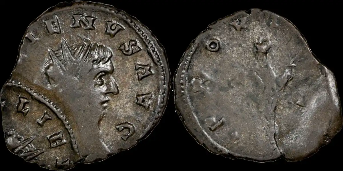 Roman-Empire-Gallienus-Ad-253-268-Billon-Double-Denarius,-Double-Struck,-NGC-Choice-VF
