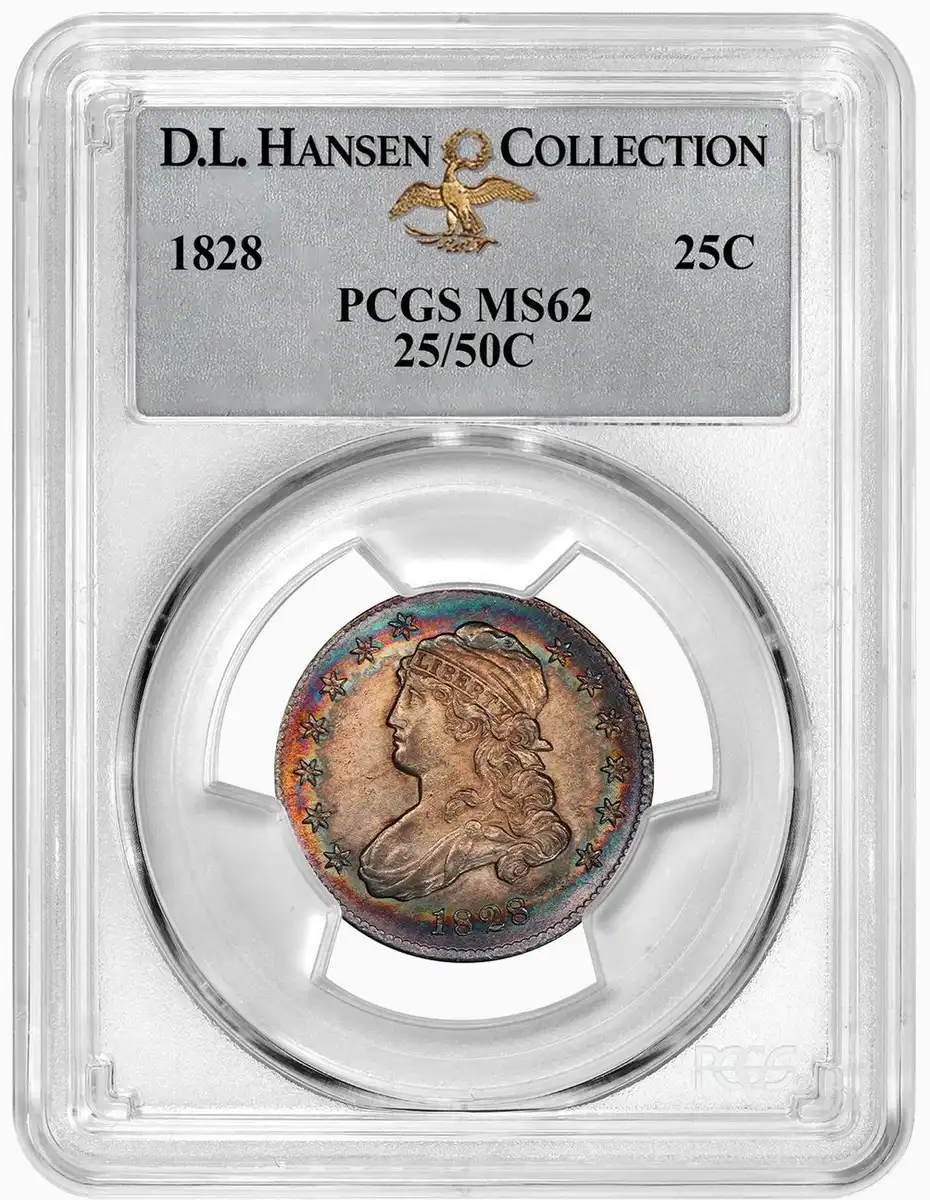 1828-Capped-Bust-Quarter-25/50c-PCGS-MS-62-DL-Hansen-Collection