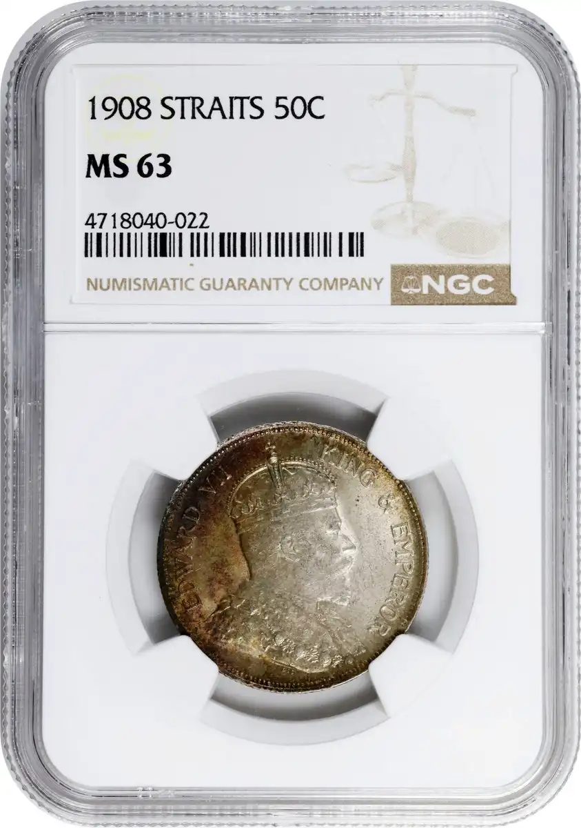 1908-Straits-Settlements-50-Cents-NGC-MS-63