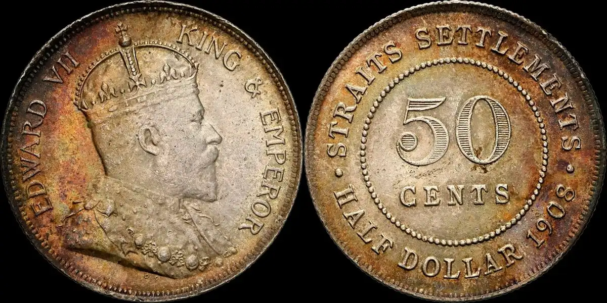 1908-Straits-Settlements-50-Cents-NGC-MS-63