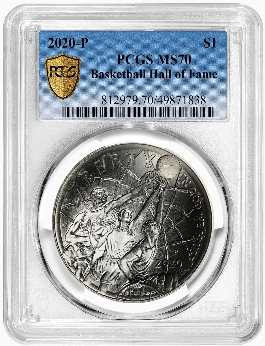 2020-P-Basketball-Hall-Of-Fame-Commemorative-Dollar-PCGS-MS-70