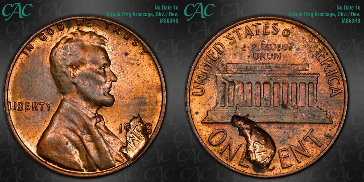 Dateless-Lincoln-Memorial-Cent-Bronze-Struck-Fragment-Obverse-And-Reverse-CAC-MS-63RB