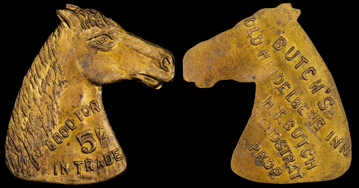 Butch's-Old-Heidelberg-Inn-Brass-Horsehead-Token-PCGS-MS-63