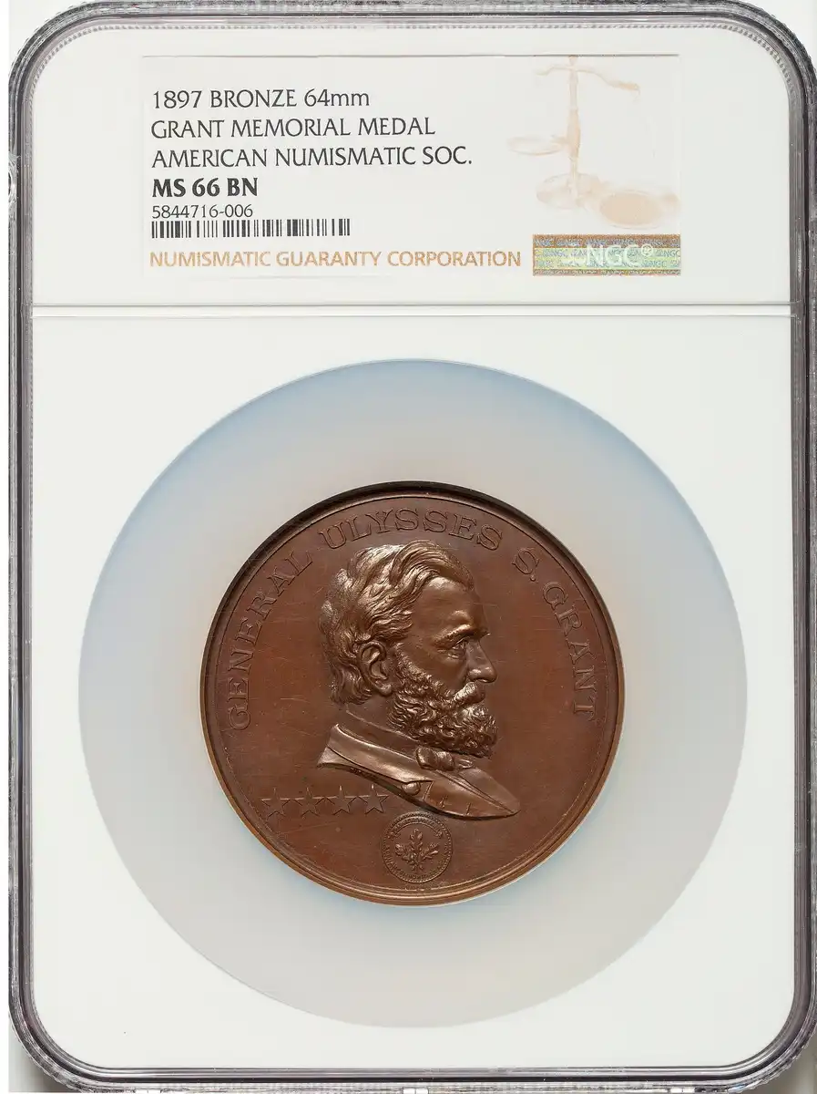 1897-Grant-Memorial-Medal,-American-Numismatic-Society,-NGC-MS-66-Brown,-Miller-Ans-11