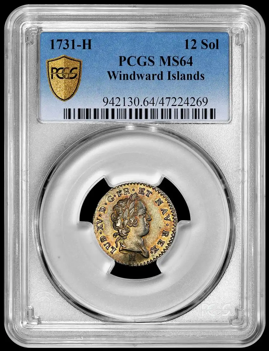 1731-H-12-Sols,-Windward-Islands,-PCGS-MS-64