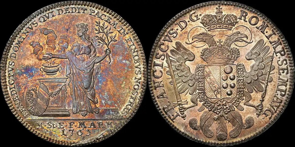 1763-Germany-Nurnberg-Taler,-Commemorating-The-Peace-Of-Hubertusburg,-NGC-MS-62